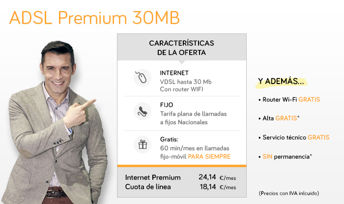 El Internet Premium de Jazztel te ofrece hasta 30 megas de velocidad por VDSL