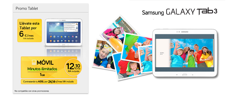 Consigue una tablet Samsung por 6€/mes con Jazztel