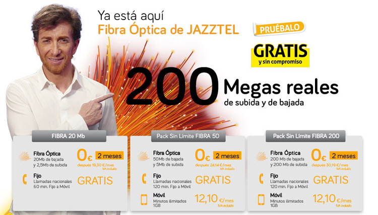 Fibra óptica y móvil unidos en una misma tarifa con Jazztel