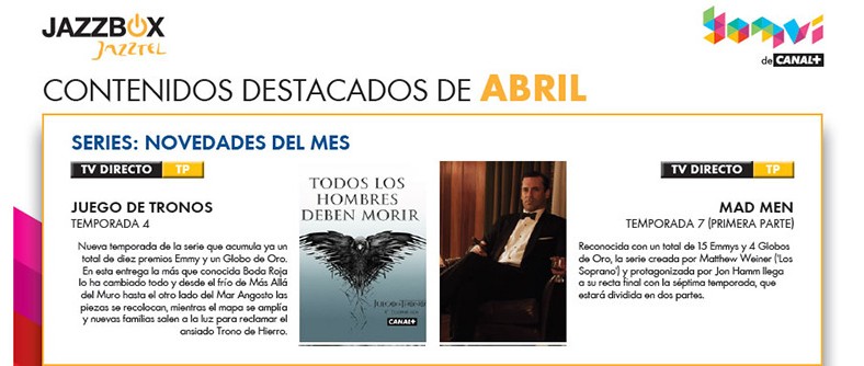 La semifinal de la Champions, Juego de Tronos, Mad Men: En abril te interesa Jazzbox con Yomvi