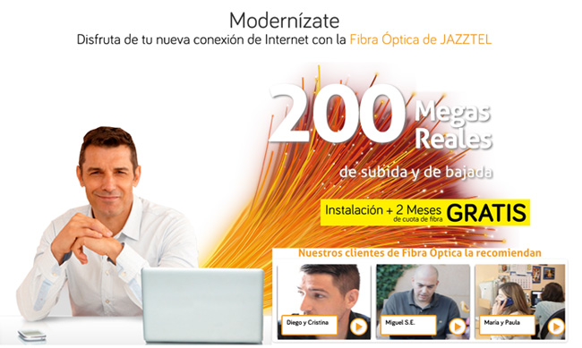 Jazztel ofrece la mejor oferta en fibra óptica del mercado en agosto