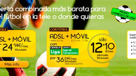 Jazztel lanza una promoción comienzo de Liga con Canal +, ADSL y móvil