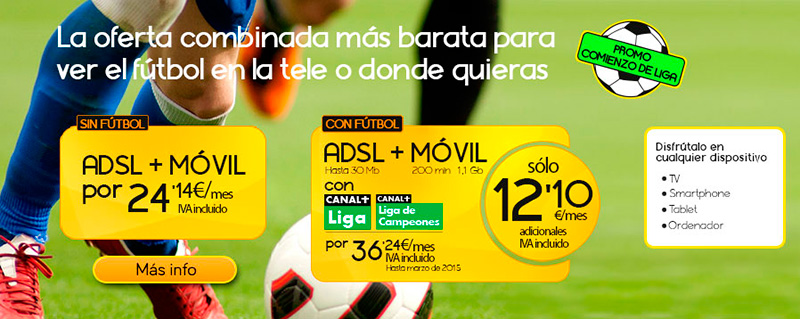 Jazztel lanza una promoción comienzo Liga Canal +, ADSL y - Blog Ofertas Jazztel