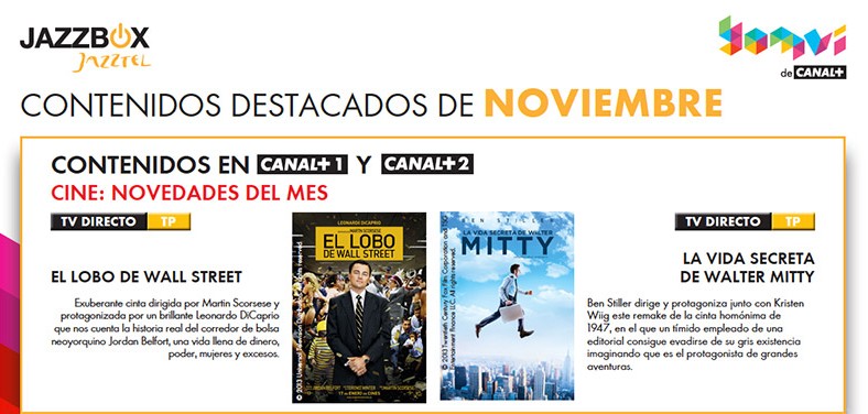 Un noviembre de cine con Jazzbox de Jazztel