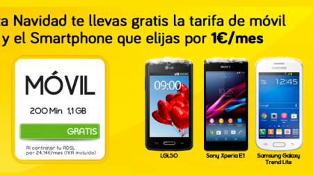 Papá Noel Jazztel: línea de móvil gratis contratando el ADSL y un smartphone a 1 euro al mes